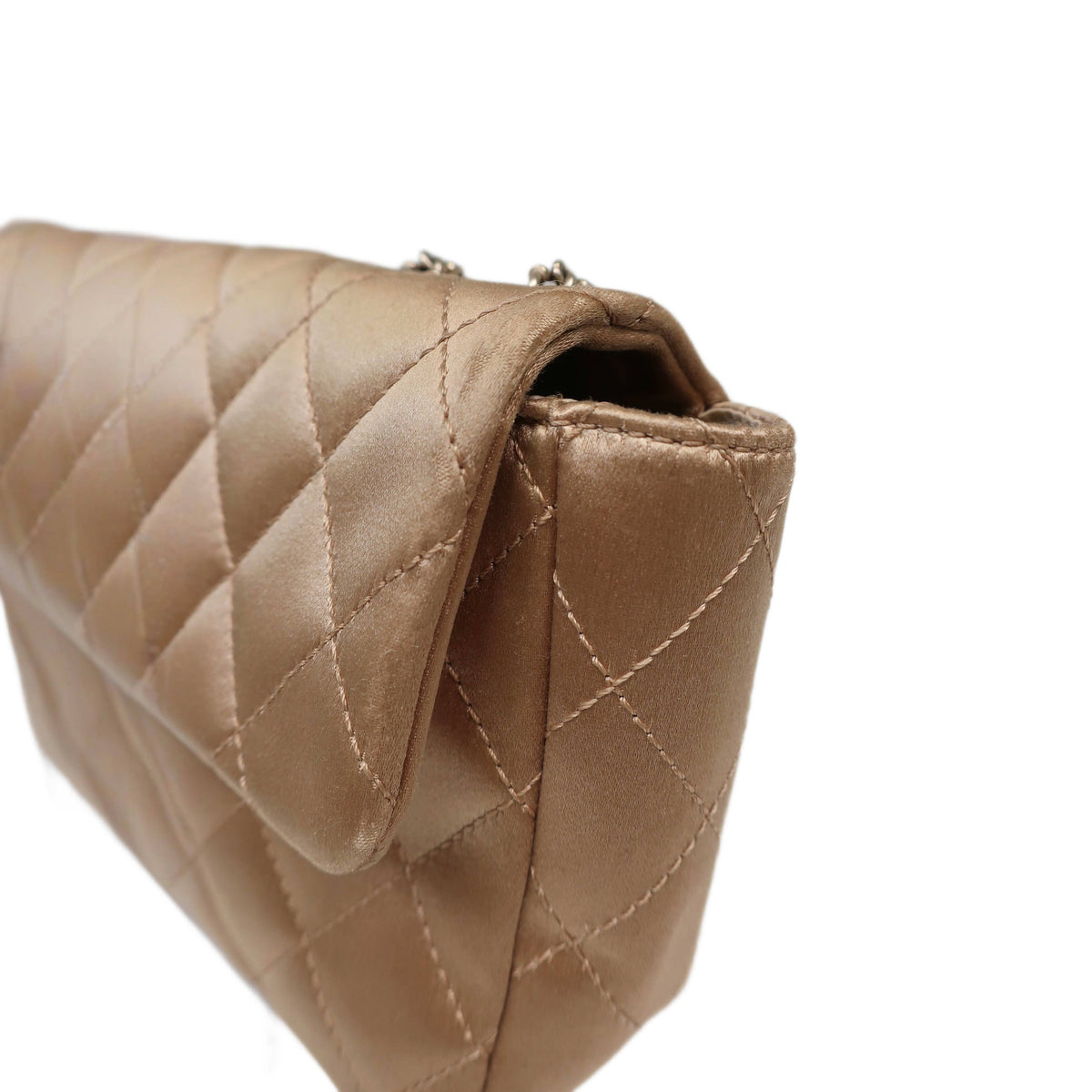 CHANEL Limited Edition Gold Quilted Satin East West Single Flap Bag