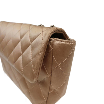 CHANEL Limited Edition Gold Quilted Satin East West Single Flap Bag