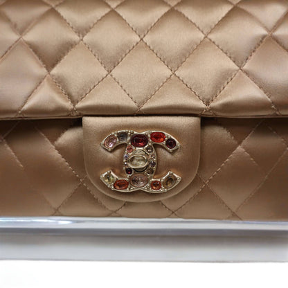 CHANEL Limited Edition Gold Quilted Satin East West Single Flap Bag