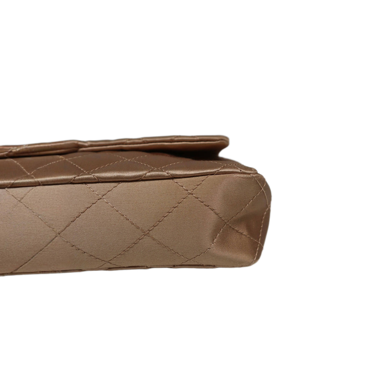 CHANEL Limited Edition Gold Quilted Satin East West Single Flap Bag