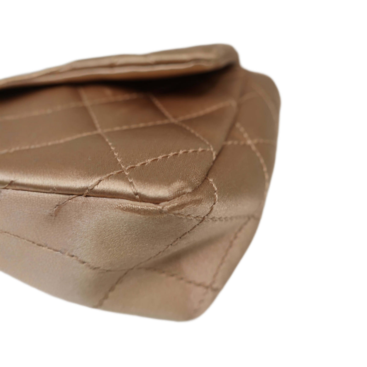 CHANEL Limited Edition Gold Quilted Satin East West Single Flap Bag