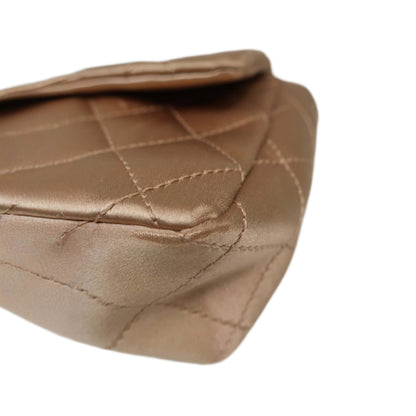 CHANEL Limited Edition Gold Quilted Satin East West Single Flap Bag