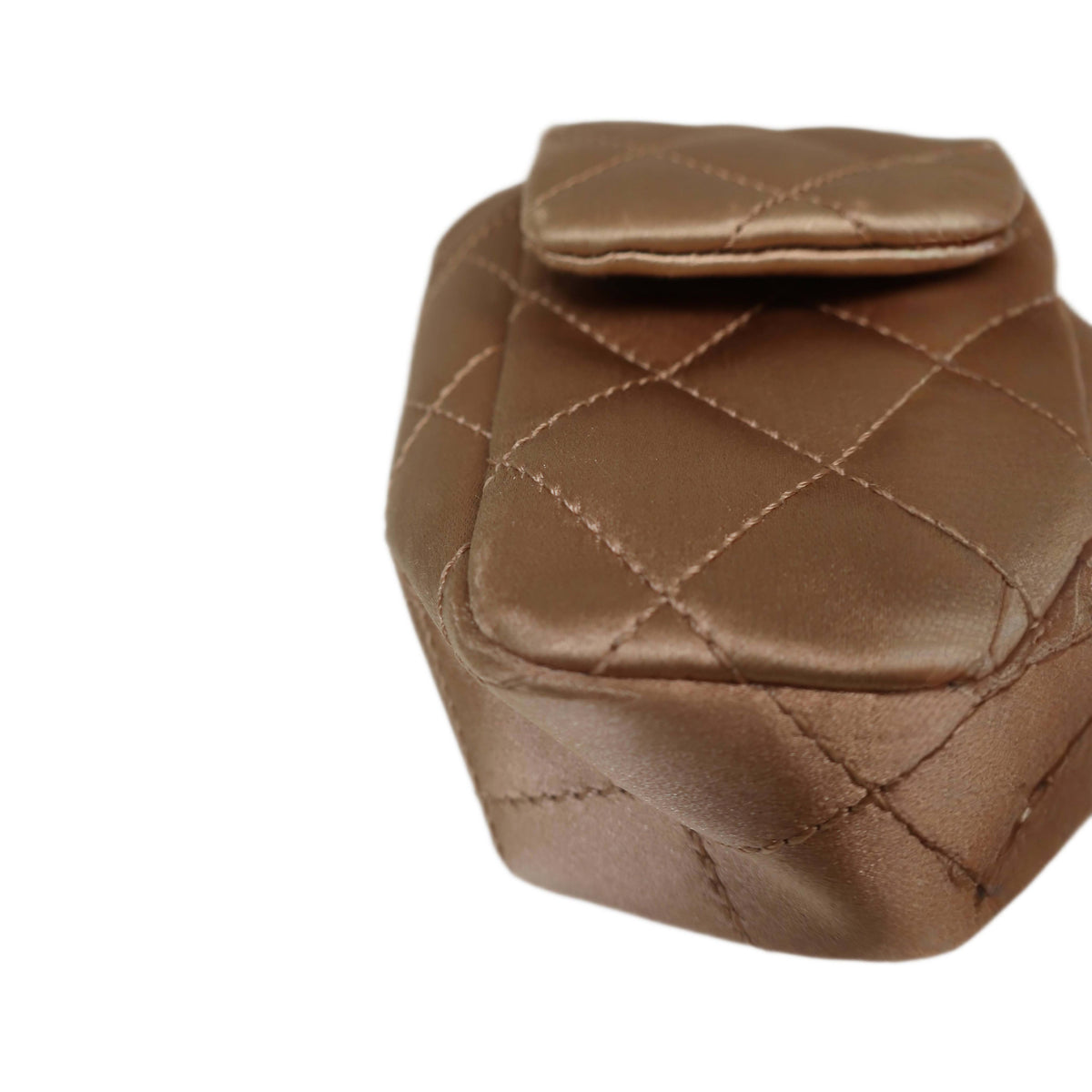 CHANEL Limited Edition Gold Quilted Satin East West Single Flap Bag
