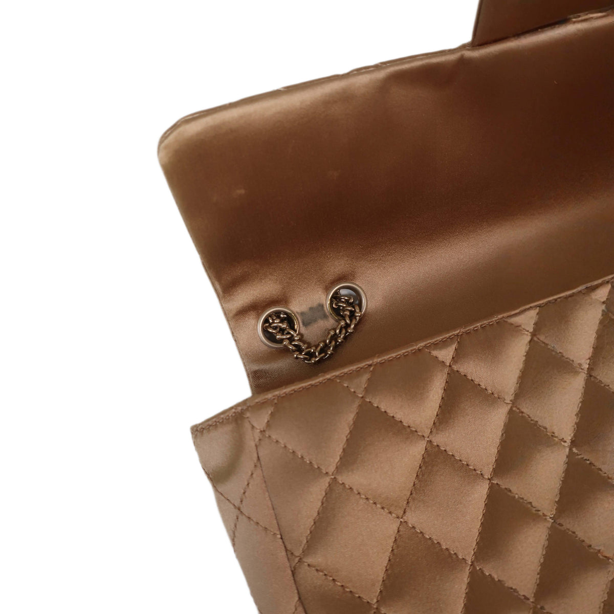 CHANEL Limited Edition Gold Quilted Satin East West Single Flap Bag