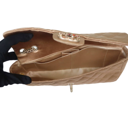 CHANEL Limited Edition Gold Quilted Satin East West Single Flap Bag