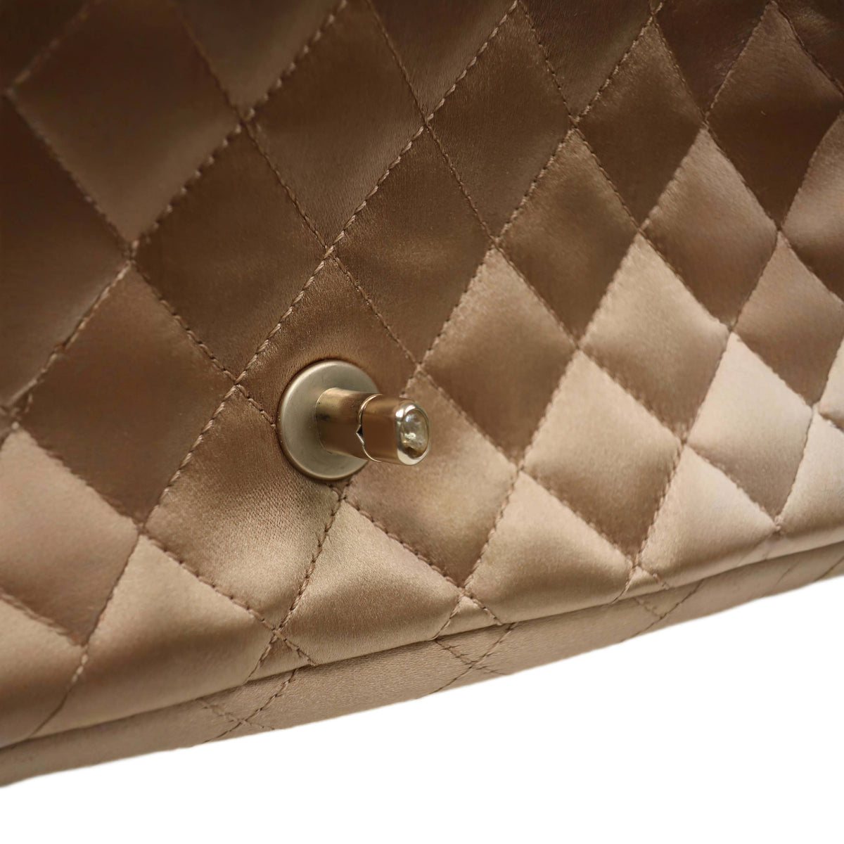 CHANEL Limited Edition Gold Quilted Satin East West Single Flap Bag