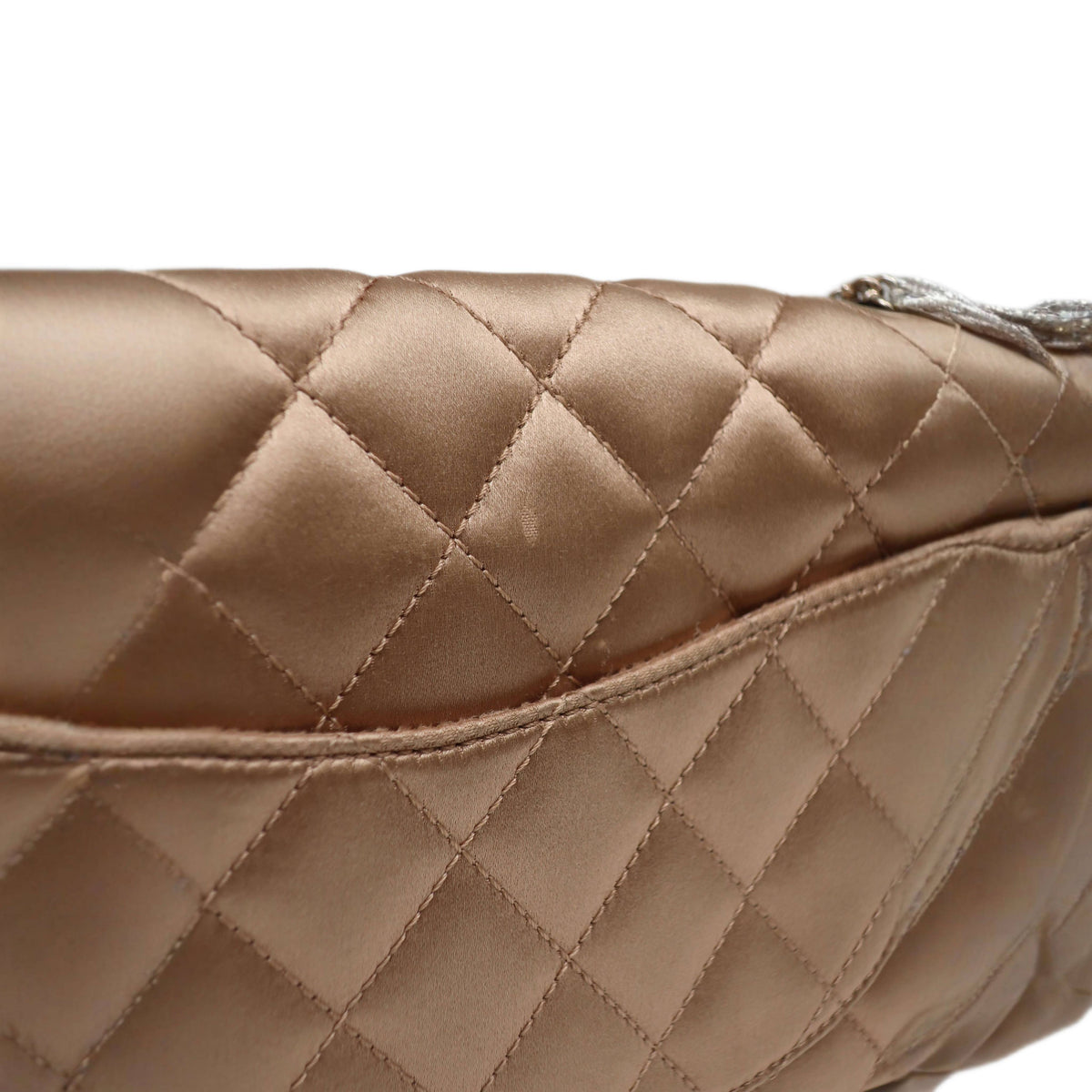 CHANEL Limited Edition Gold Quilted Satin East West Single Flap Bag