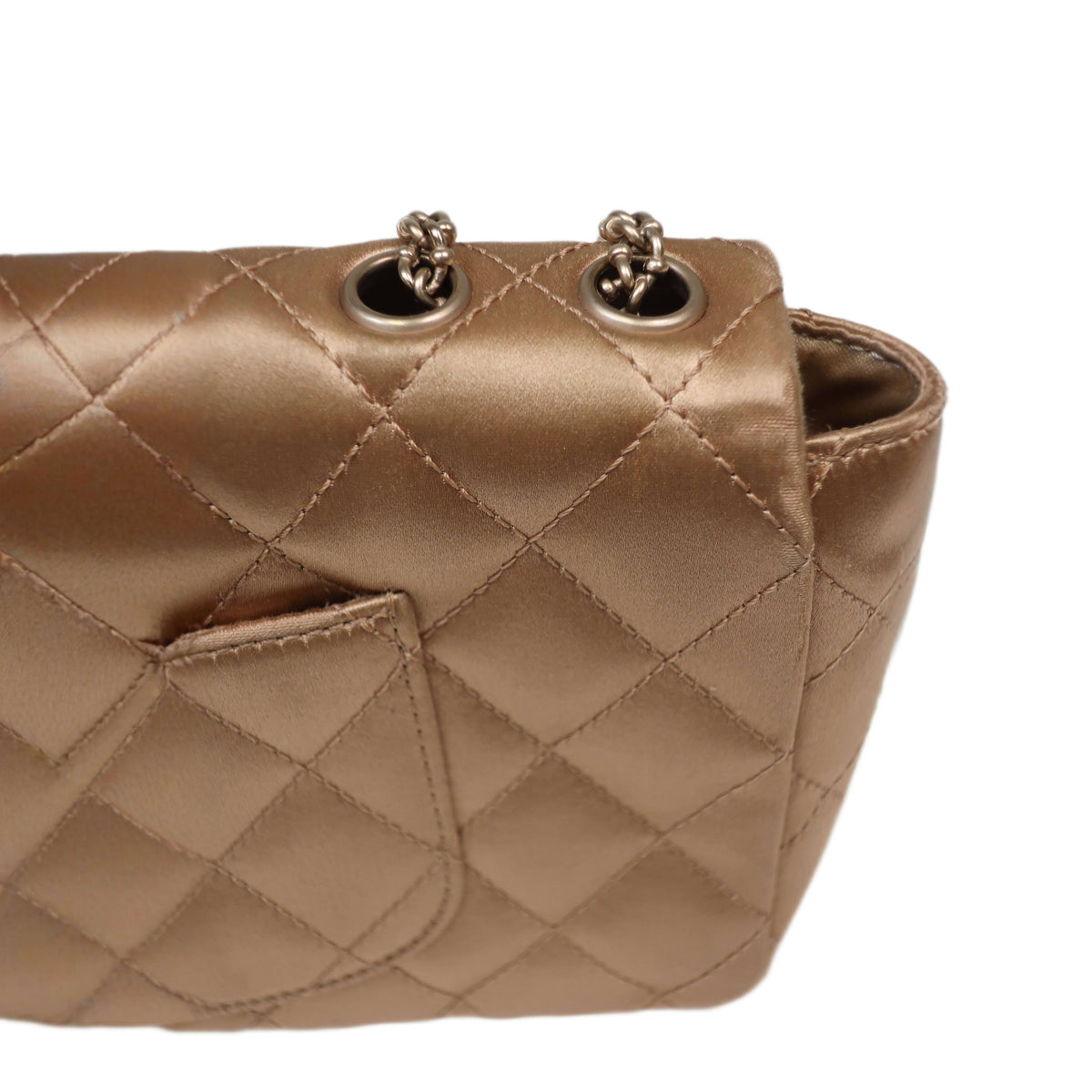 CHANEL Limited Edition Gold Quilted Satin East West Single Flap Bag