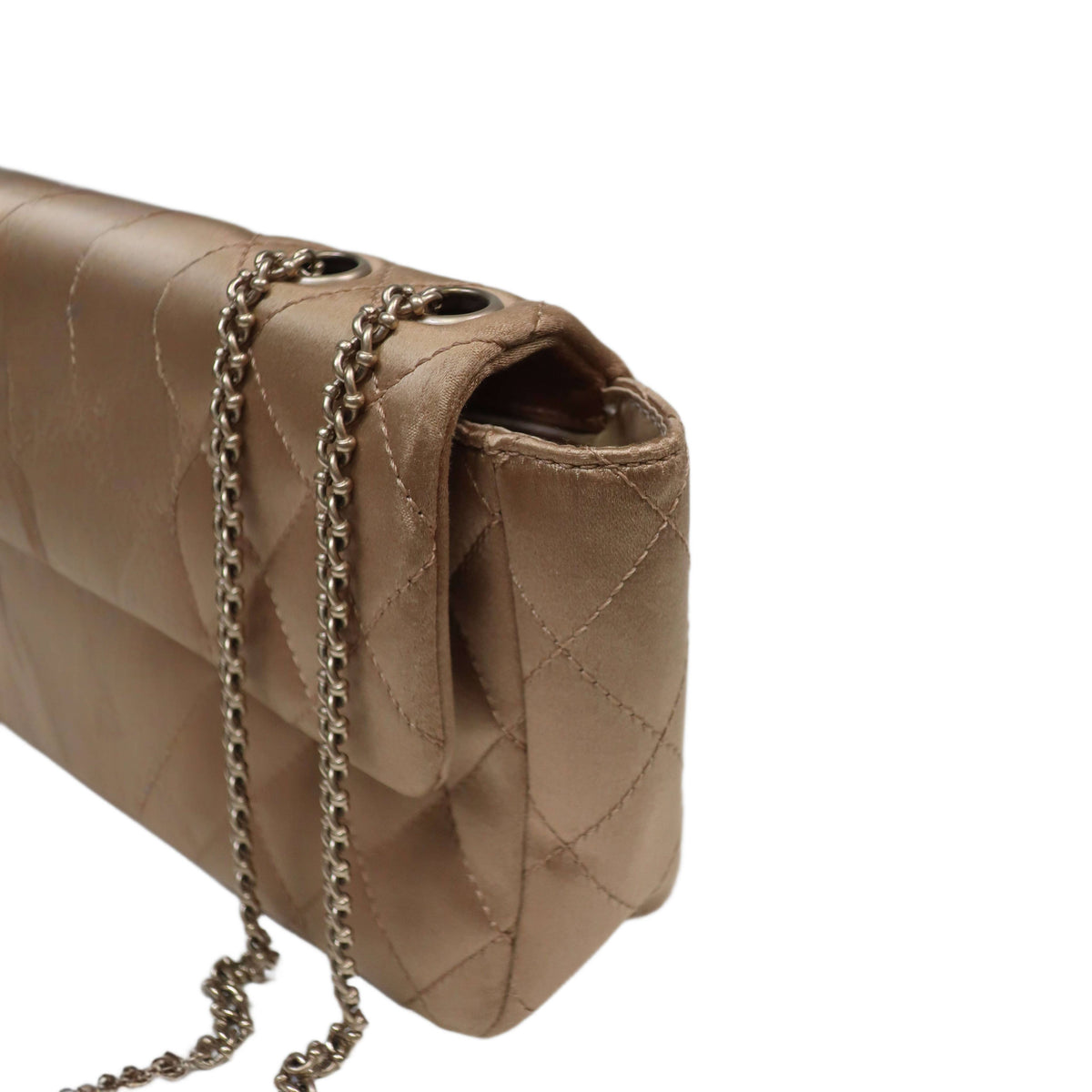 CHANEL Limited Edition Gold Quilted Satin East West Single Flap Bag