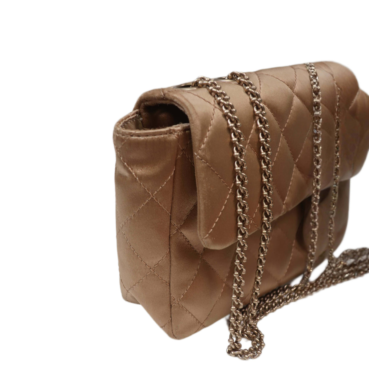 CHANEL Limited Edition Gold Quilted Satin East West Single Flap Bag