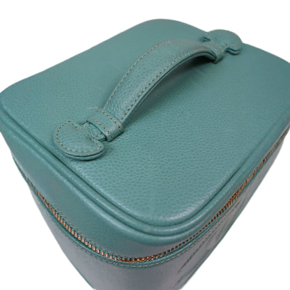 CHANEL Vanity Bag Pouch in Turquoise Blue Green Grained Leather
