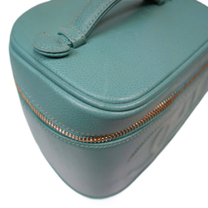 CHANEL Vanity Bag Pouch in Turquoise Blue Green Grained Leather