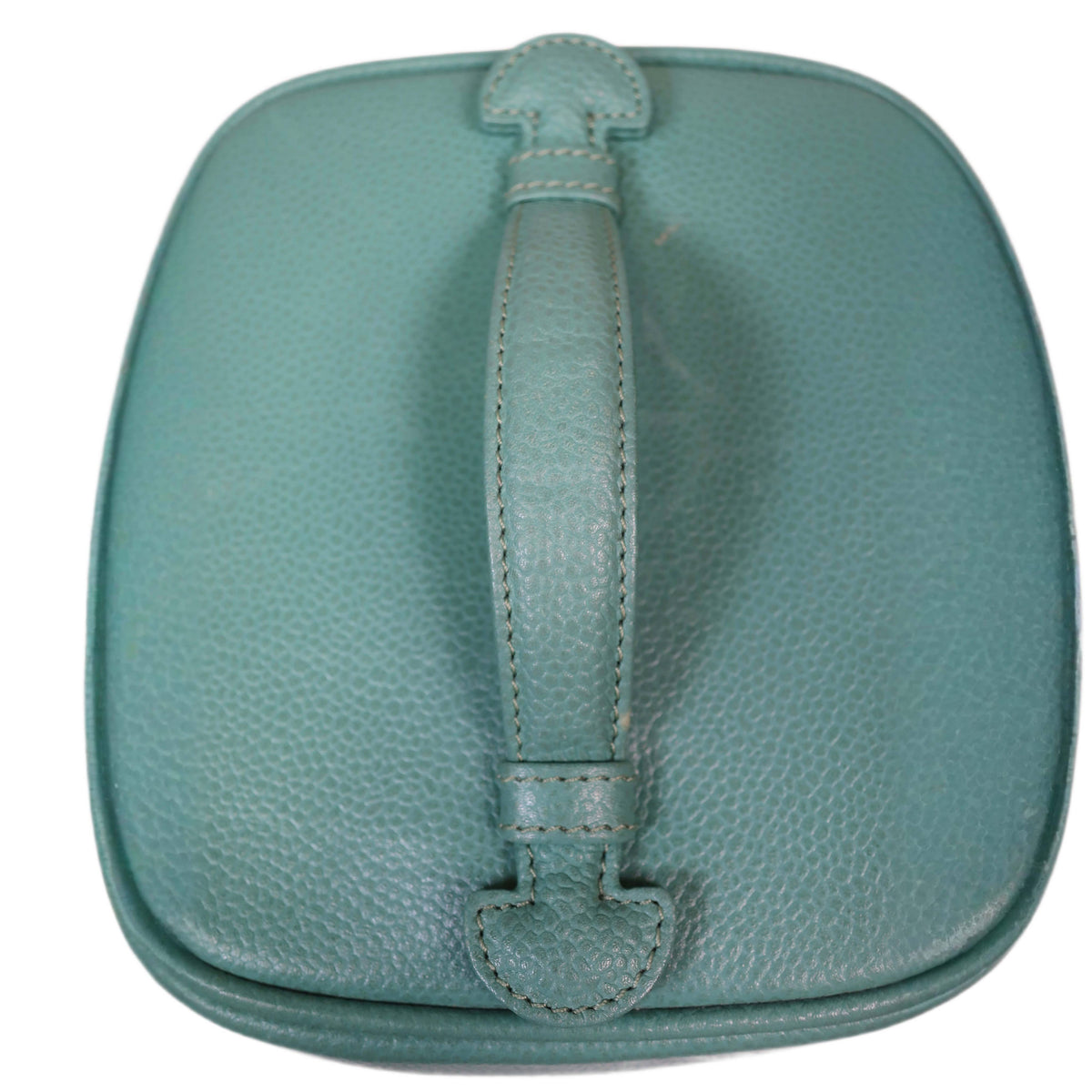 CHANEL Vanity Bag Pouch in Turquoise Blue Green Grained Leather