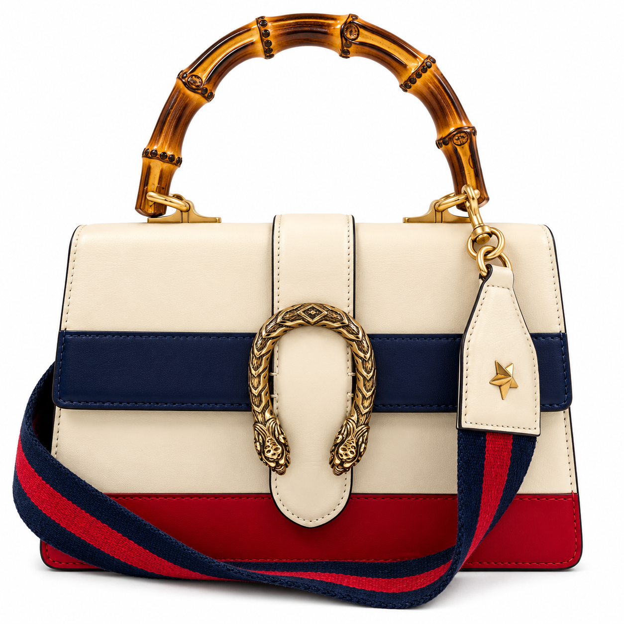 Gucci Sylvie Web Dionysus Bamboo Top Handle Medium in Tricolor
