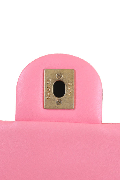Chanel Lambskin Quilted Mini Rectangular Flap Pink Yellow