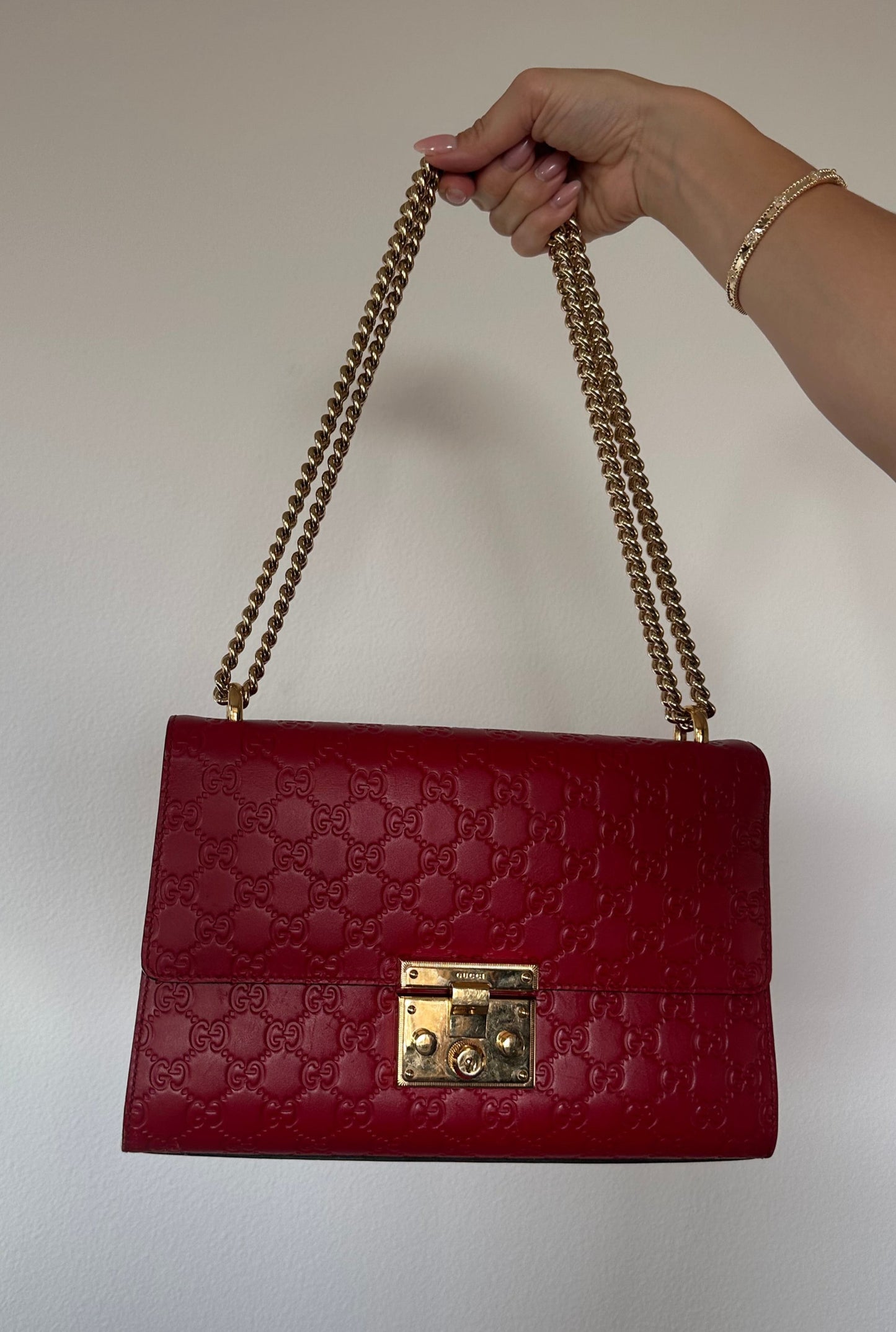 GUCCI Guccissima Medium Padlock Shoulder Bag