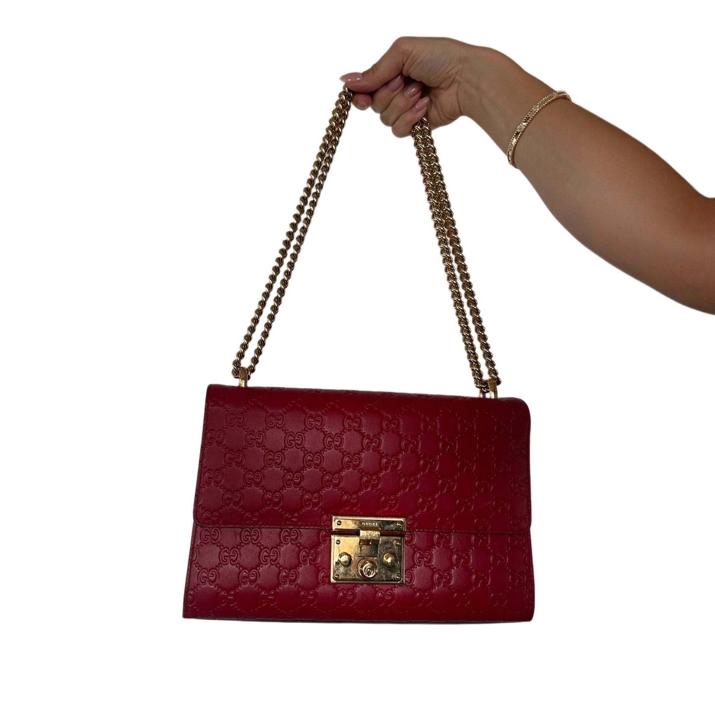 GUCCI Guccissima Medium Padlock Shoulder Bag