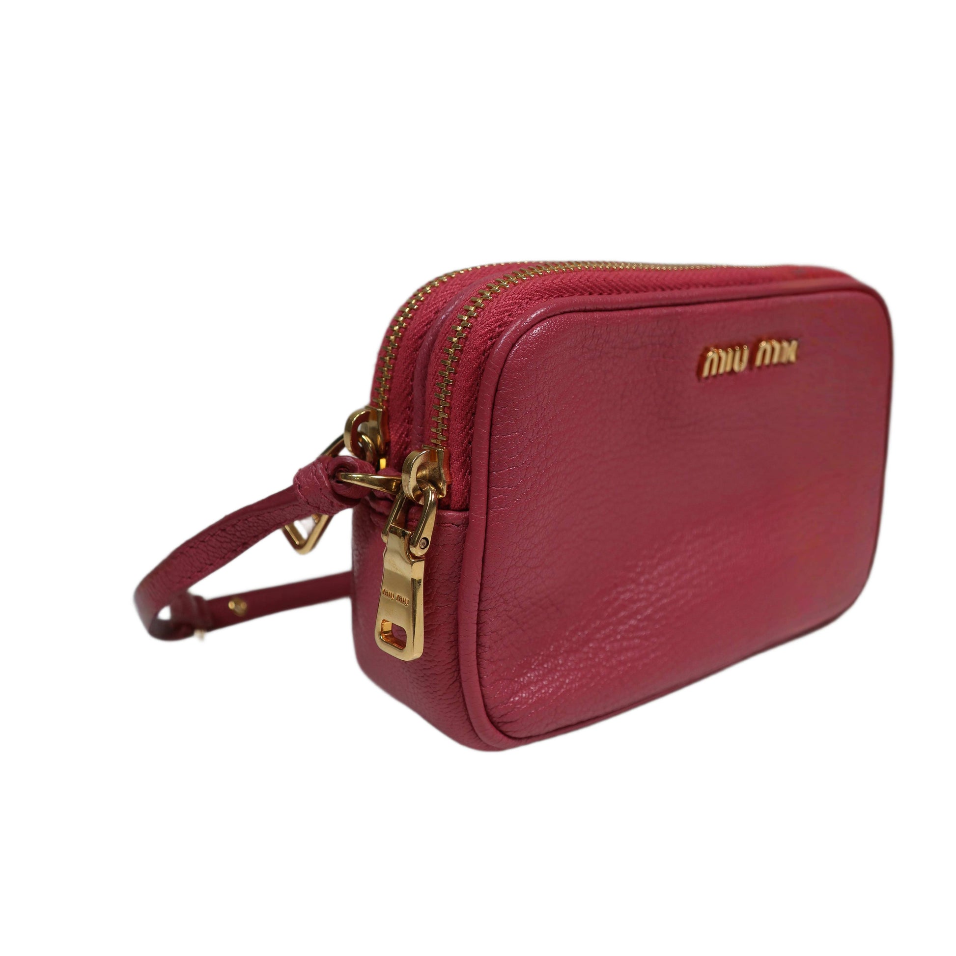 MIU MIU Red Madras Leather Bandoliera Pochette Bag