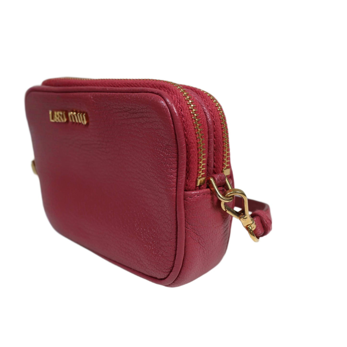MIU MIU Red Madras Leather Bandoliera Pochette Bag