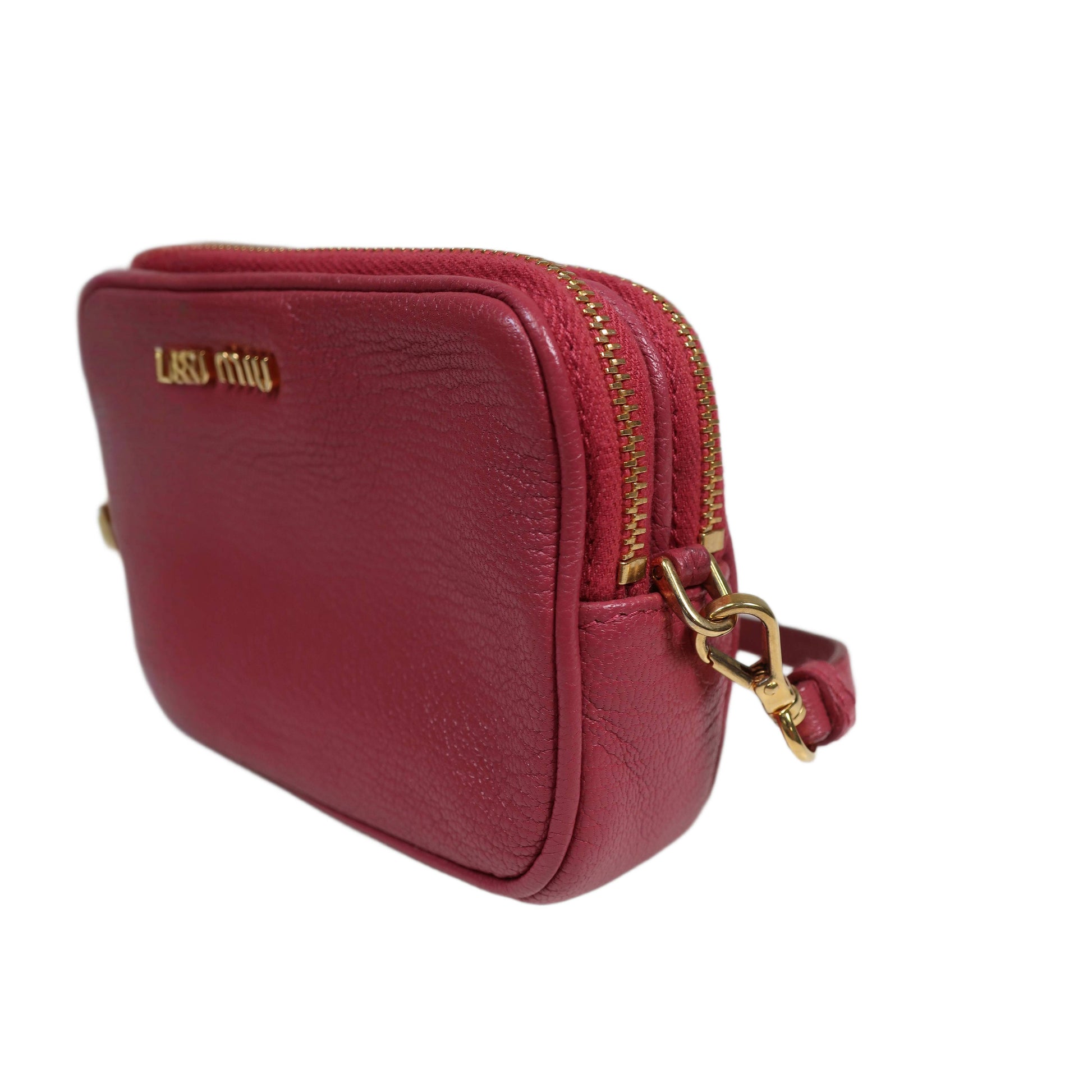 MIU MIU Red Madras Leather Bandoliera Pochette Bag