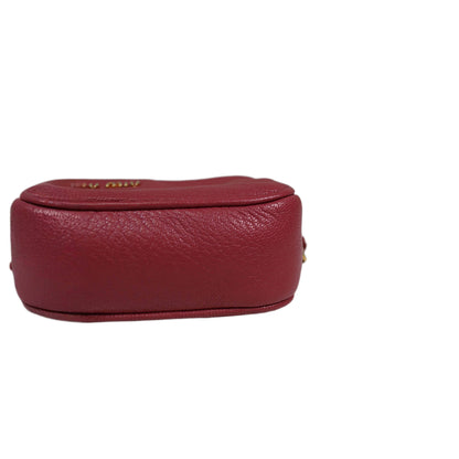 MIU MIU Red Madras Leather Bandoliera Pochette Bag