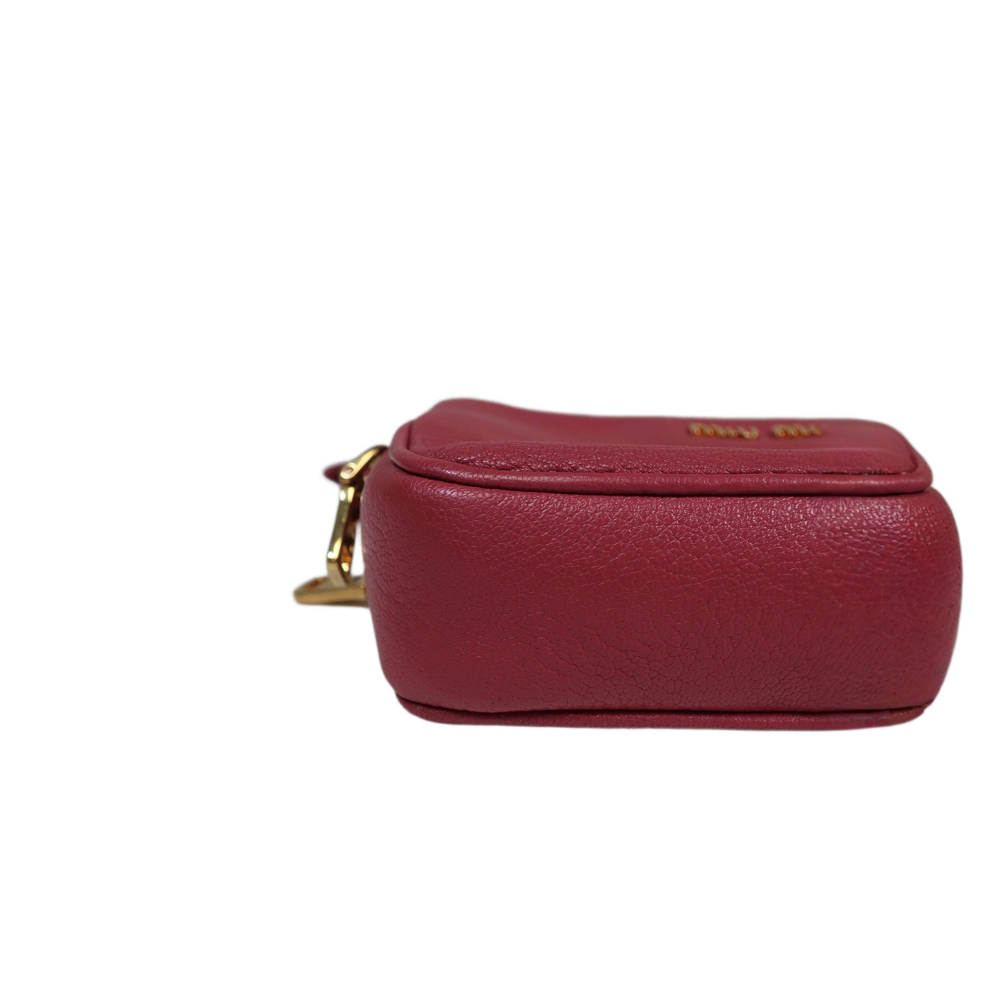 MIU MIU Red Madras Leather Bandoliera Pochette Bag