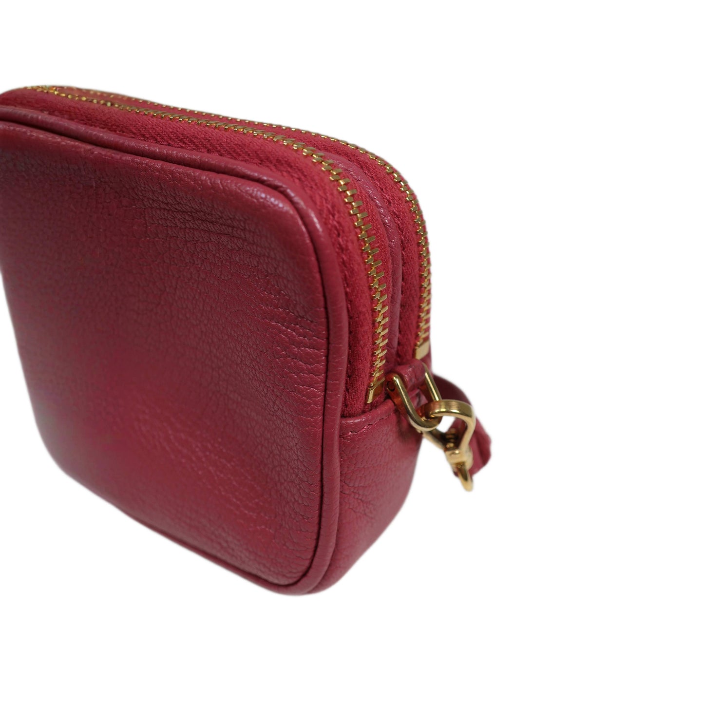 MIU MIU Red Madras Leather Bandoliera Pochette Bag