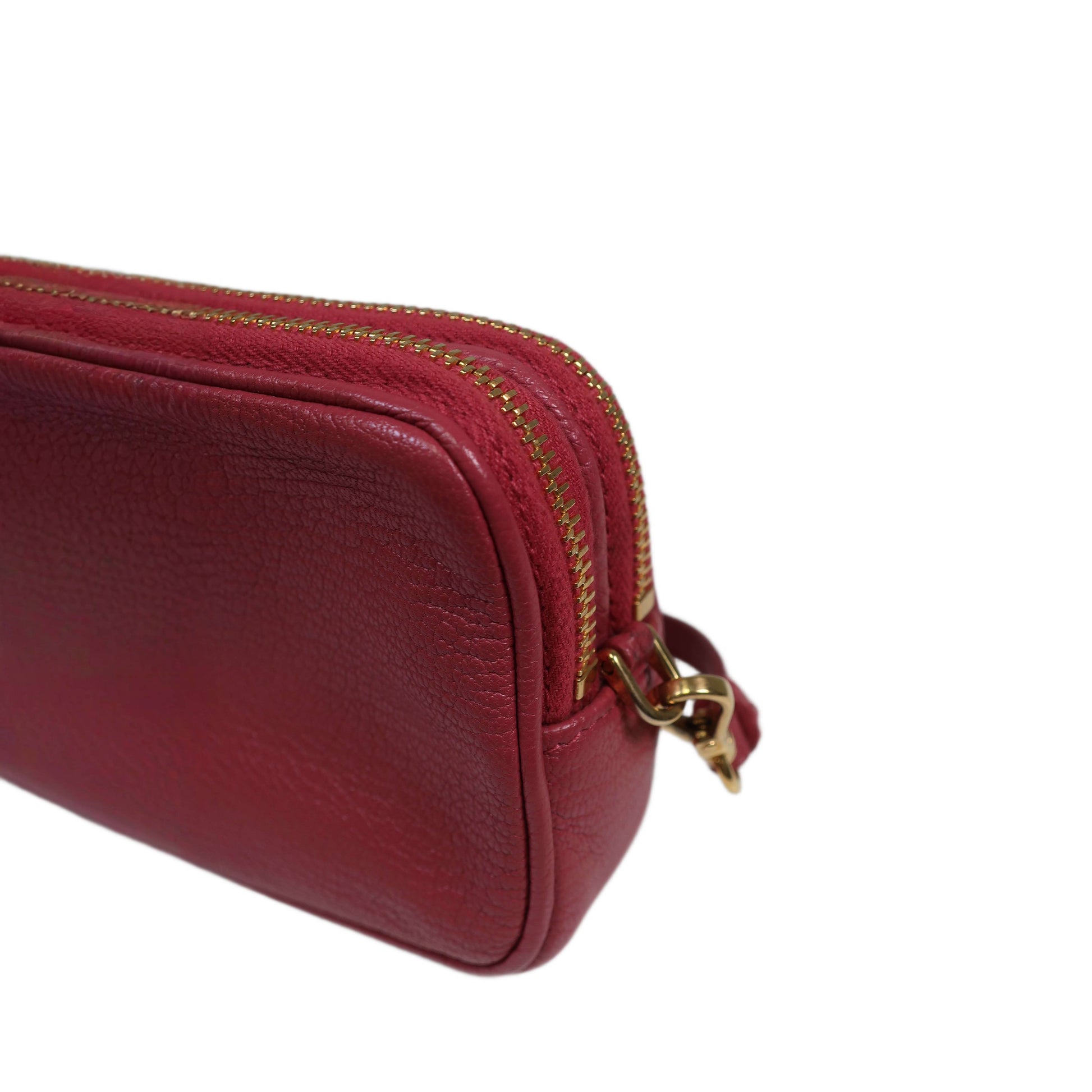 MIU MIU Red Madras Leather Bandoliera Pochette Bag