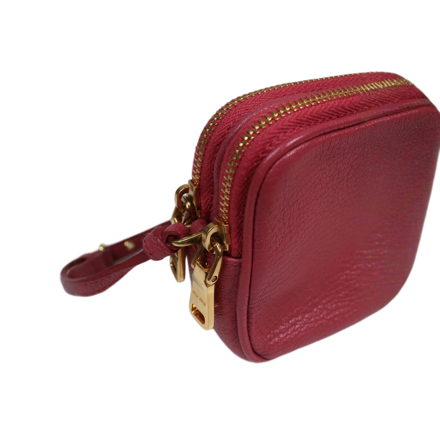 MIU MIU Red Madras Leather Bandoliera Pochette Bag