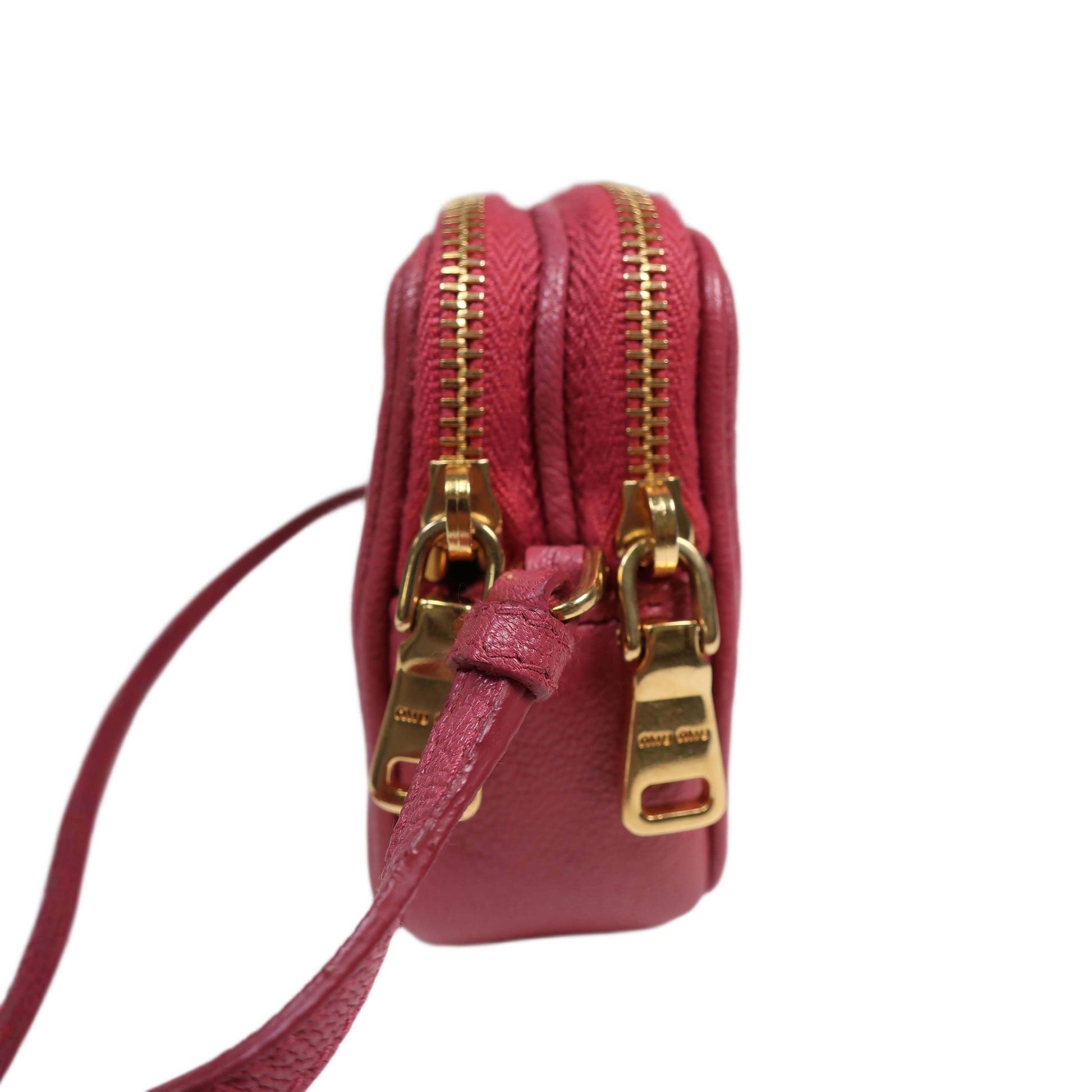 MIU MIU Red Madras Leather Bandoliera Pochette Bag