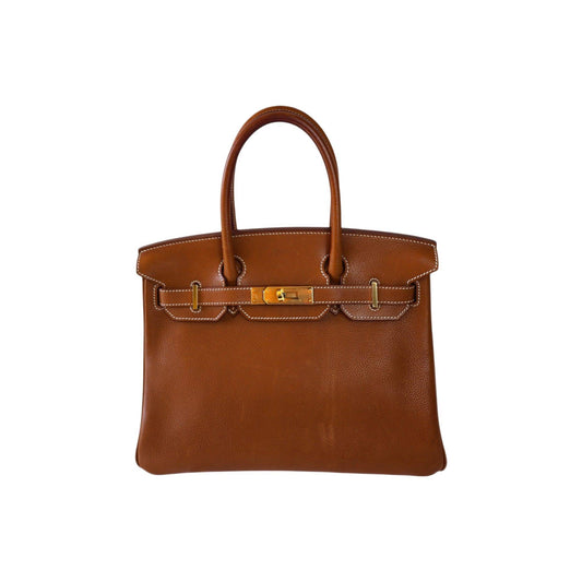 Hermès Birkin 30 Fauve Barenia Faubourg with Gold Hardware Stamp C 2018