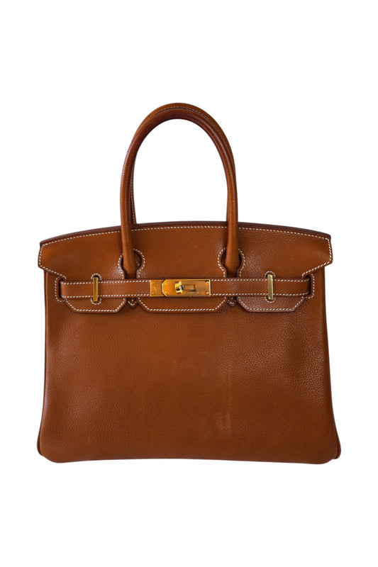Hermès Birkin 30 Fauve Barenia Faubourg with Gold Hardware Stamp C 2018