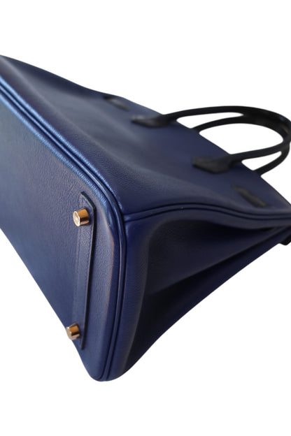 Hermès Birkin 30 Touch Blue Sapphire & Blue Marine with Rose Gold Hardware Stamp C 2018