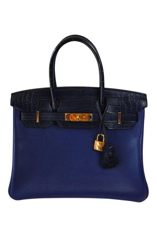 Hermès Birkin 30 Touch Blue Sapphire & Blue Marine with Rose Gold Hardware Stamp C 2018