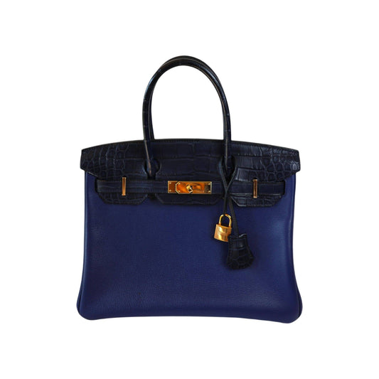 Hermès Birkin 30 Touch Blue Sapphire & Blue Marine with Rose Gold Hardware Stamp C 2018
