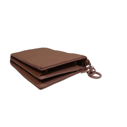 DIOR Beige Ultramatte Cannage Leather Mini Lady Dior Wallet