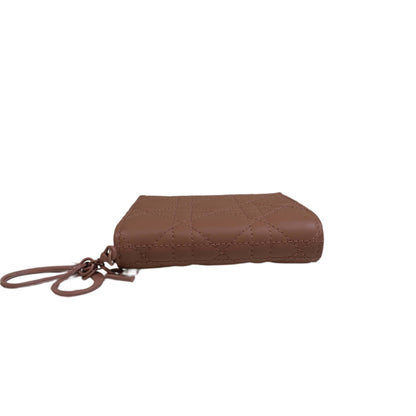 DIOR Beige Ultramatte Cannage Leather Mini Lady Dior Wallet