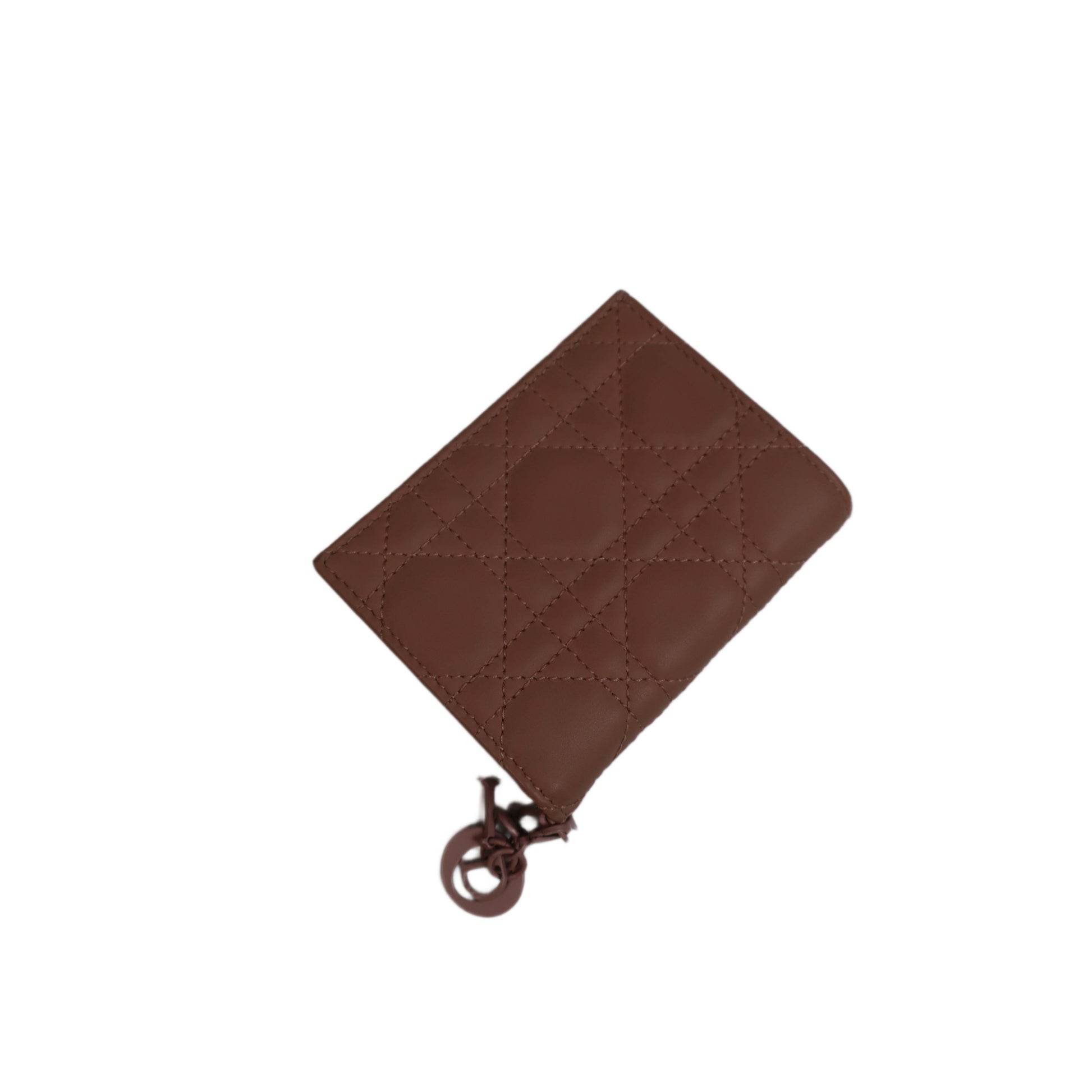 DIOR Beige Ultramatte Cannage Leather Mini Lady Dior Wallet