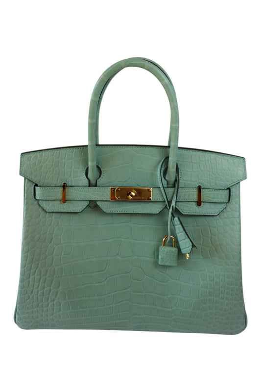 Hermès Birkin 30 Vert D’Eau with Gold Hardware Stamp B 2023