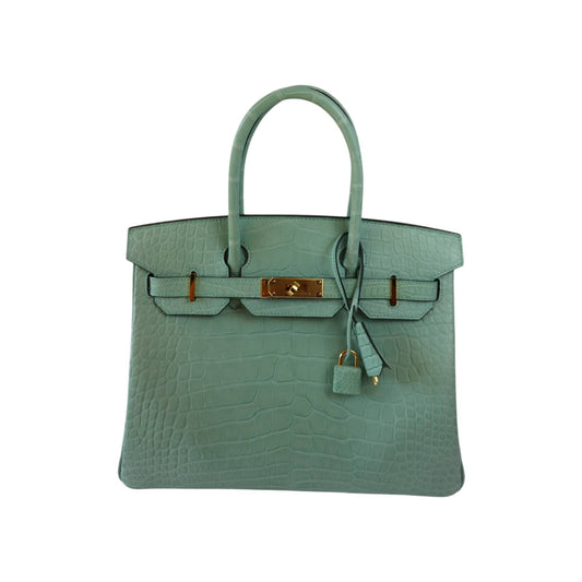 Hermès Birkin 30 Vert D’Eau with Gold Hardware Stamp B 2023