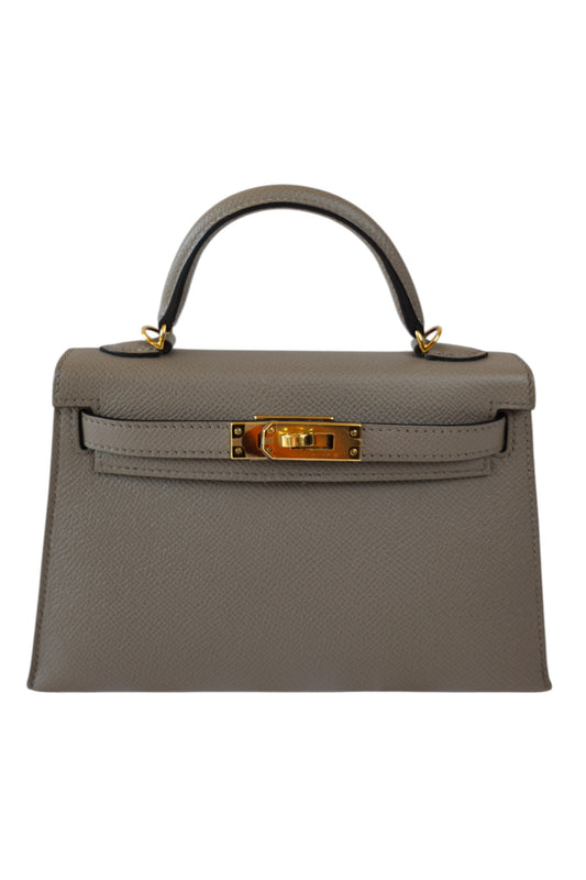 Hermès Mini Kelly II 20 Gris Asphalte with Gold Hardware 2018 Stamp C