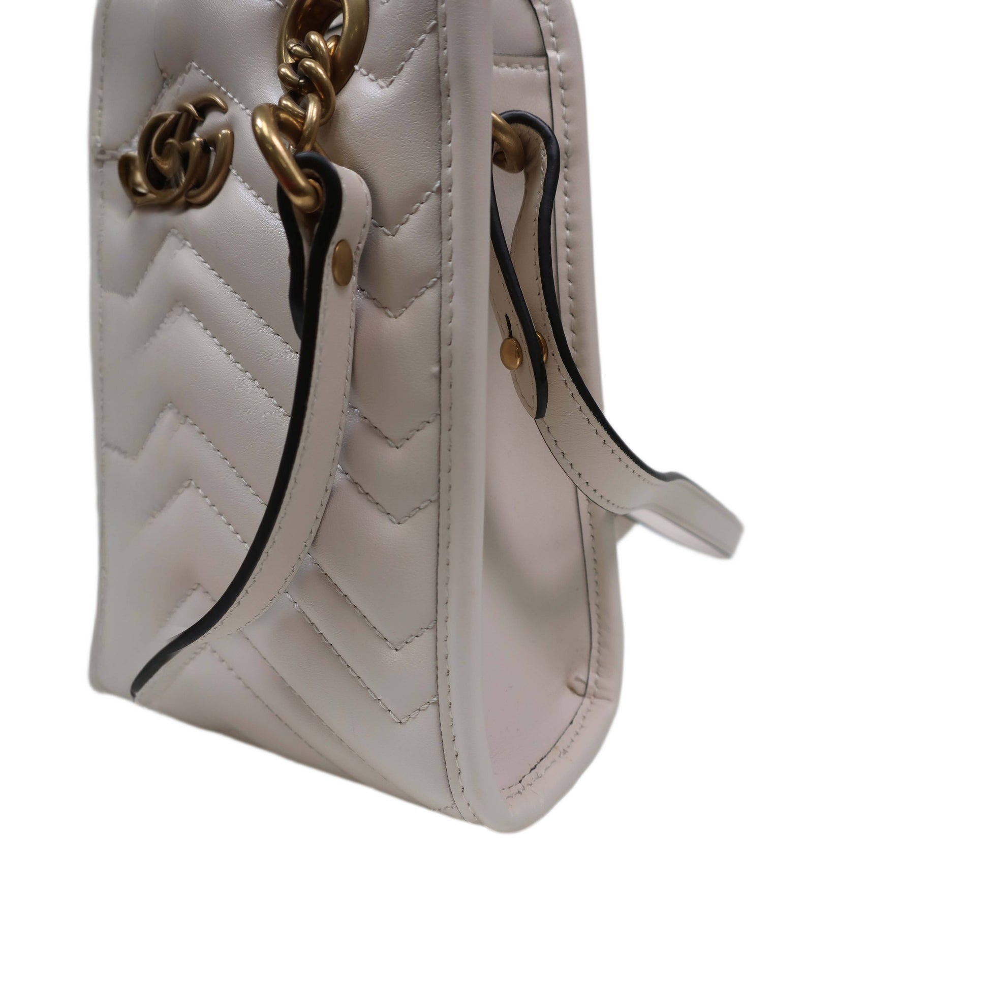 GUCCI GG Marmont White Leather Handbag