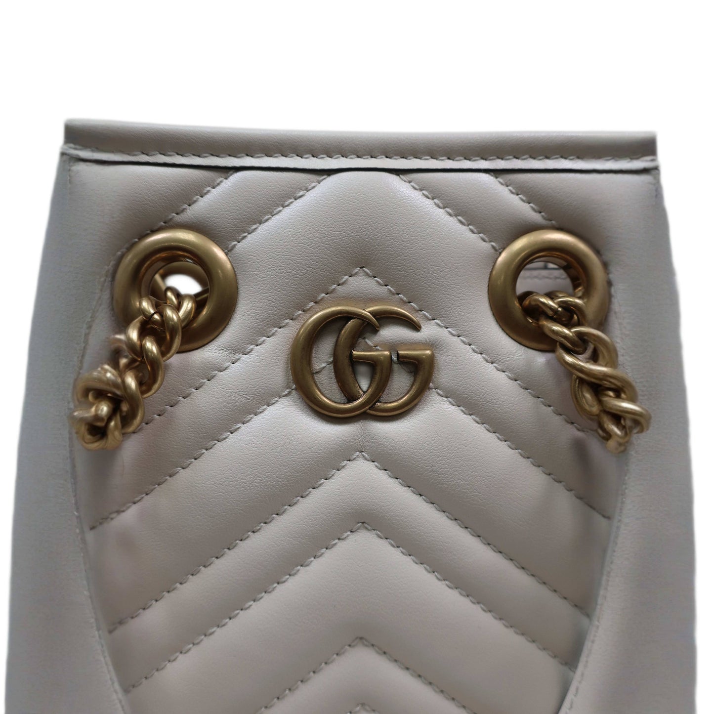 GUCCI GG Marmont White Leather Handbag