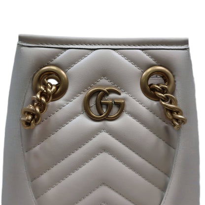 GUCCI GG Marmont White Leather Handbag