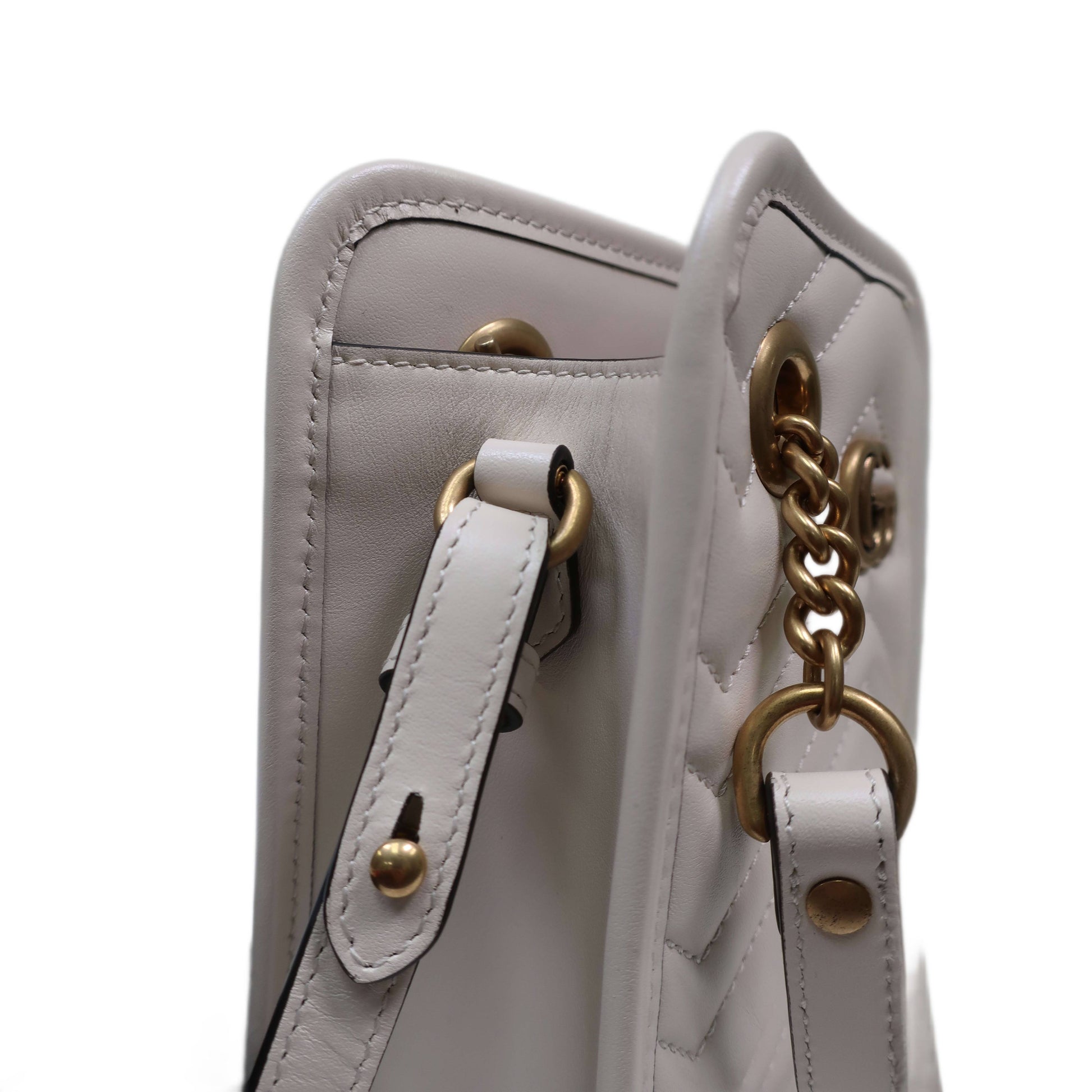 GUCCI GG Marmont White Leather Handbag