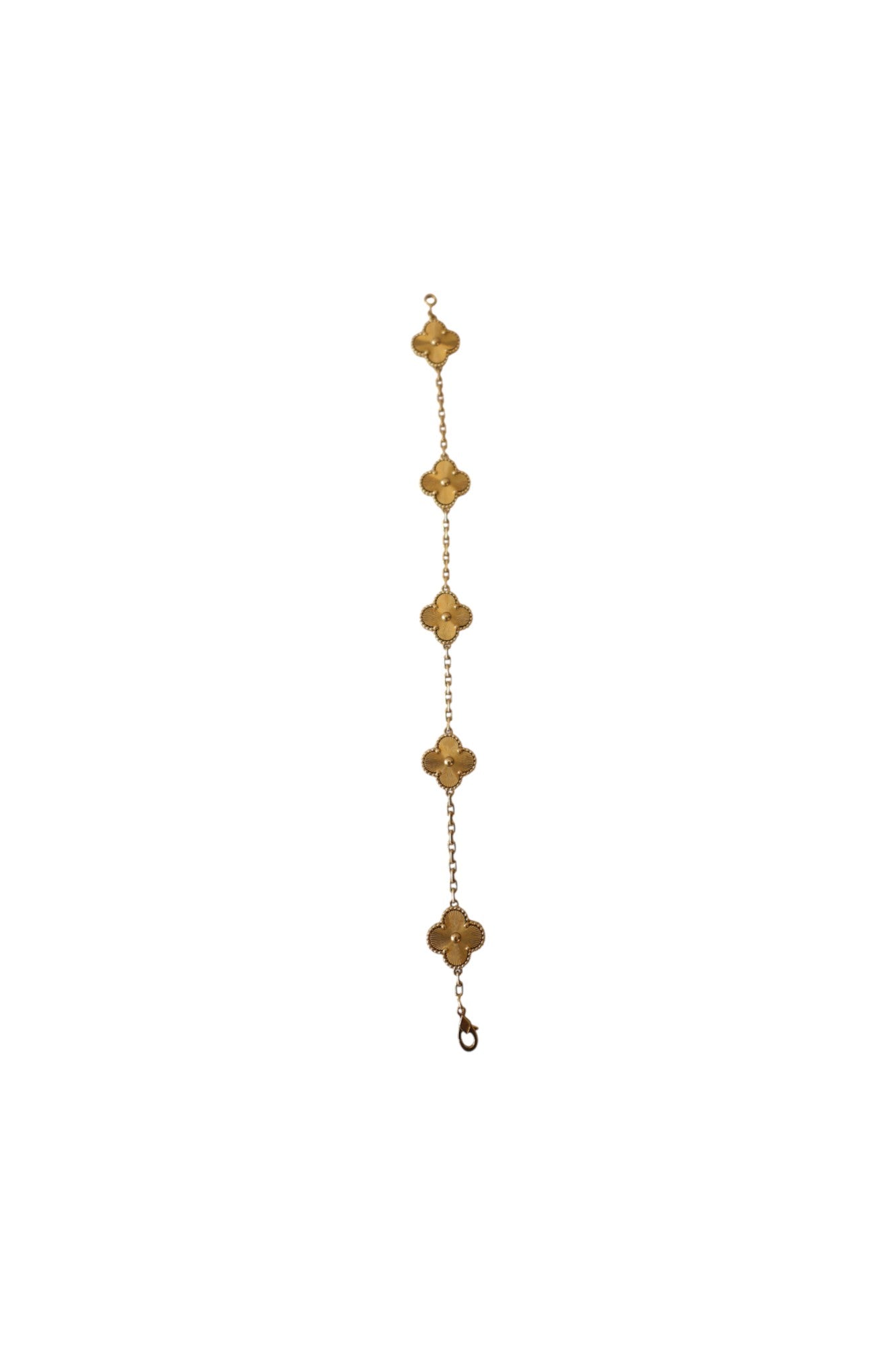 Van Cleef & Arpels Vintage Alhambra Gullioche  bracelet, 5 motifs 18K yellow gold