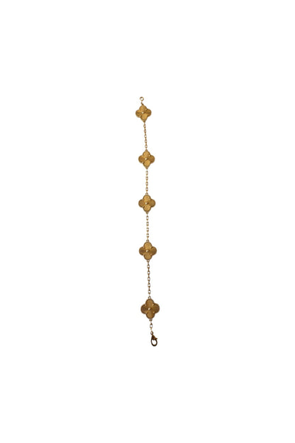 Van Cleef & Arpels Vintage Alhambra Gullioche  bracelet, 5 motifs 18K yellow gold