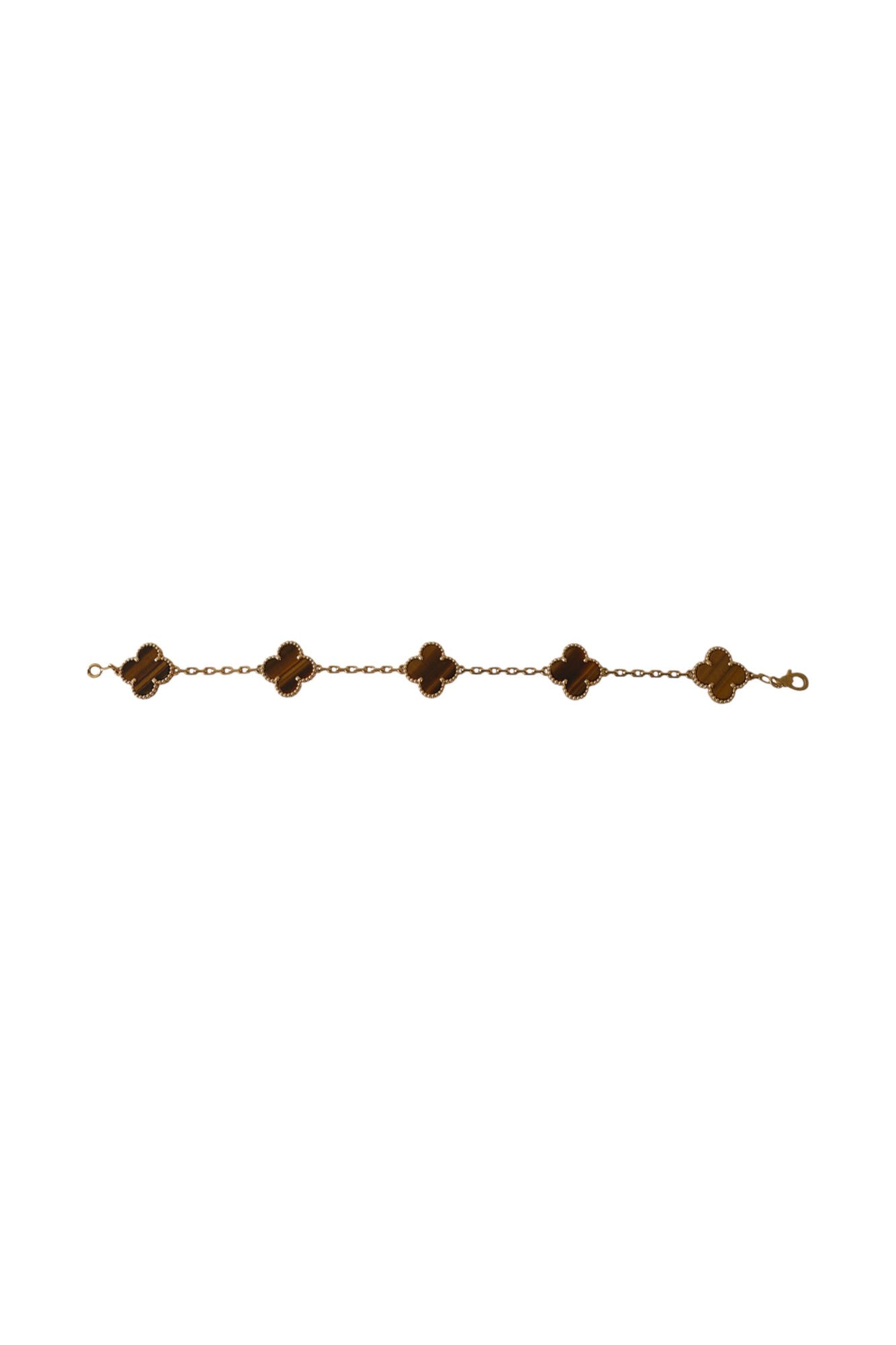 Van Cleef & Arpels Vintage Alhambra bracelet, 5 motifs 18K Yellow Gold, Tiger Eye