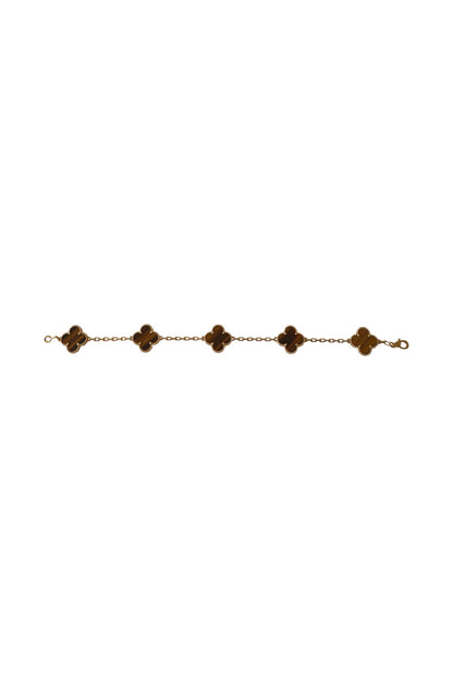 Van Cleef & Arpels Vintage Alhambra bracelet, 5 motifs 18K Yellow Gold, Tiger Eye