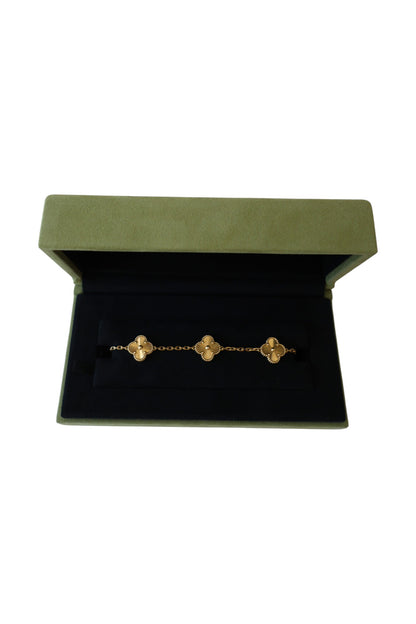 Van Cleef & Arpels Vintage Alhambra Gullioche  bracelet, 5 motifs 18K yellow gold